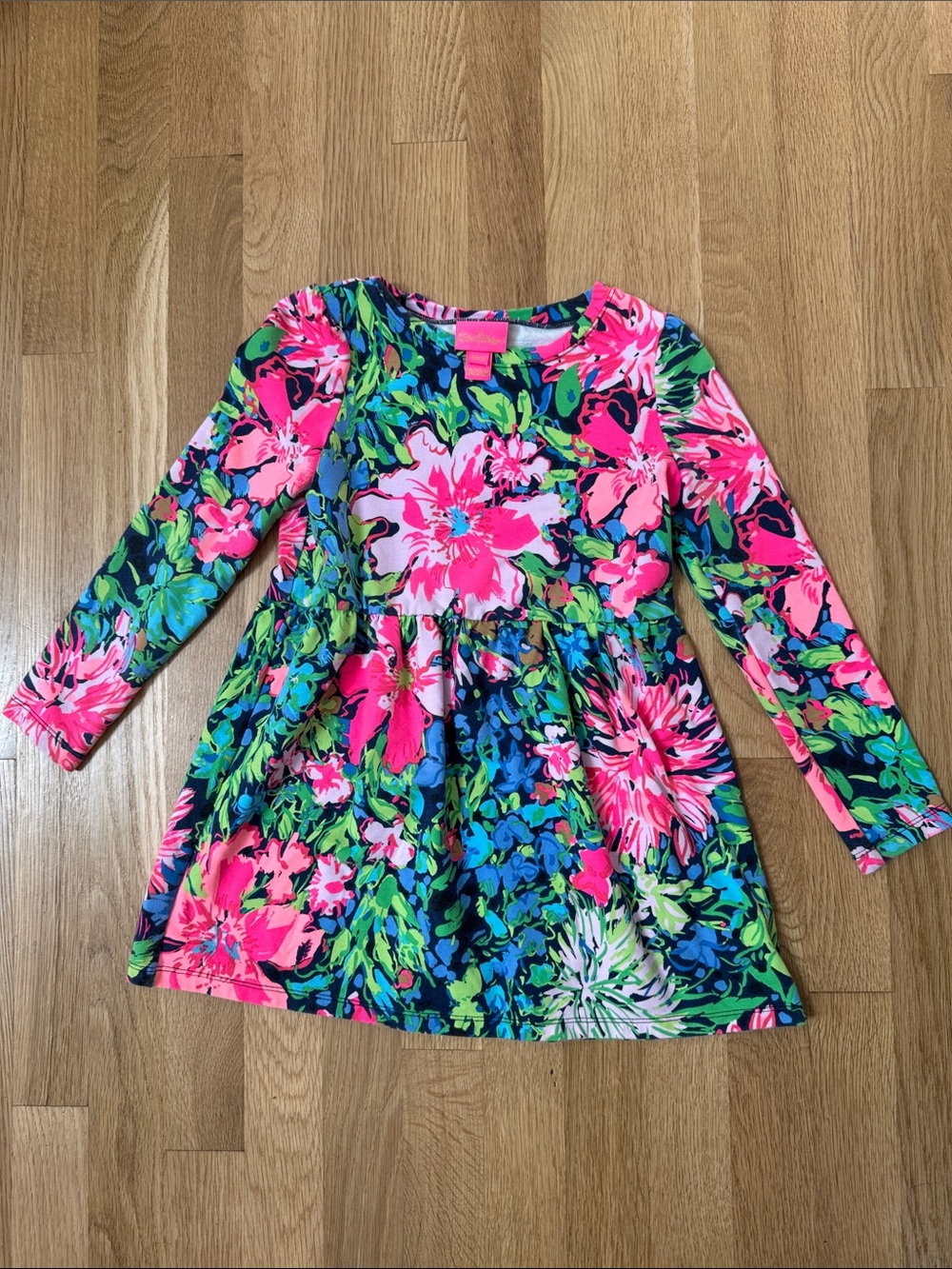 Lilly Pulitzer Neon Pink & Blue Floral Long-Sleeve Top